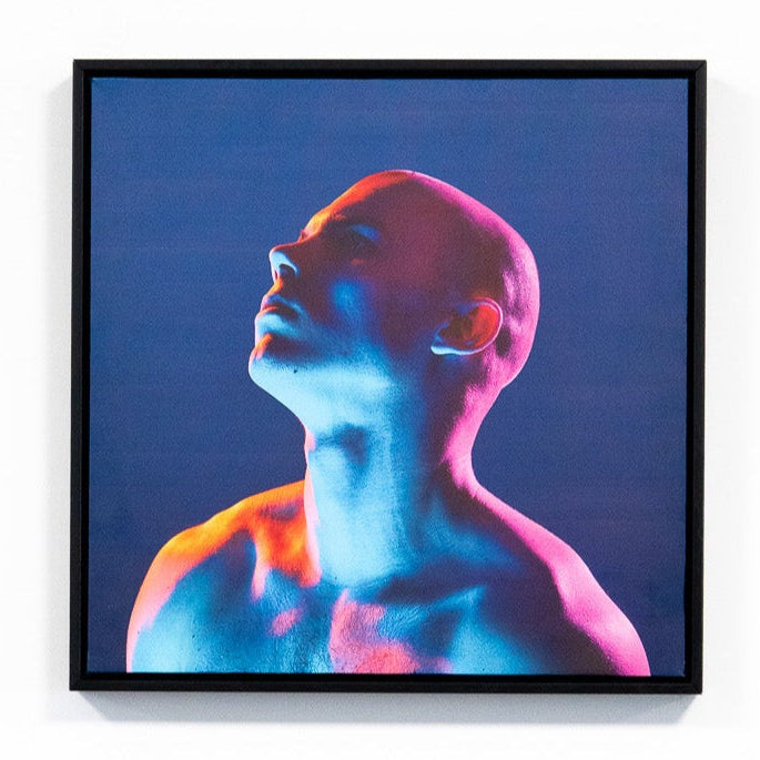 Neon Ascension – Framed Contemporary Portrait in Color-Charged Light
