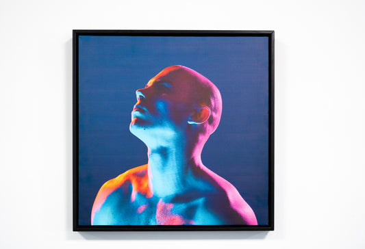 Neon Ascension – Framed Contemporary Portrait in Color-Charged Light