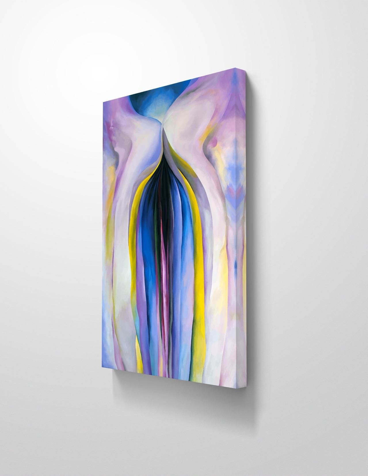 Oversized 30"x48" Blue Abstract Floral Canvas – O’Keeffe Inspired Wall Art – Gallery Wrapped – Made in Austin