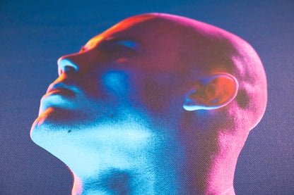 Neon Ascension – Framed Contemporary Portrait in Color-Charged Light