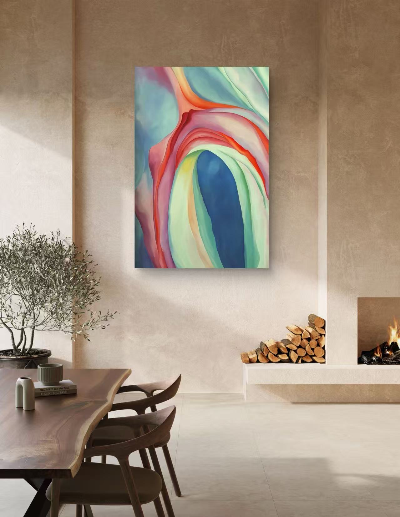 Oversized 30x48 Soft Floral Canvas – O’Keeffe Inspired Wall Art – Gallery Wrapped – Made in Austin