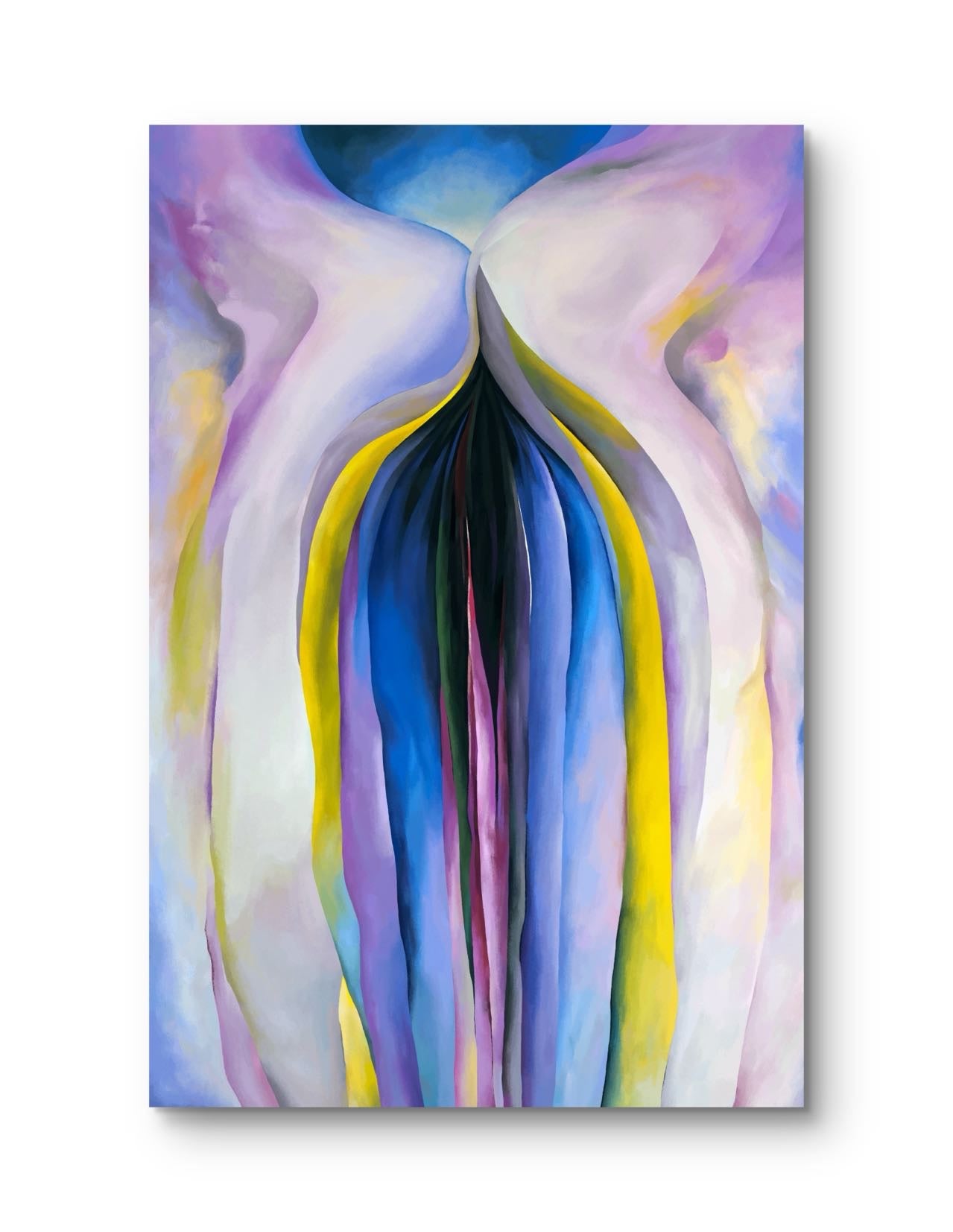 Oversized 30"x48" Blue Abstract Floral Canvas – O’Keeffe Inspired Wall Art – Gallery Wrapped – Made in Austin