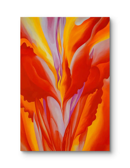 Oversized 30"x48" Fiery Red Abstract Floral Canvas – O’Keeffe Inspired Wall Art – Gallery Wrapped – Made in Austin